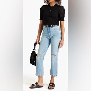 FRAME Le High n Tight Cropped Distressed Bootcut Jeans NWT Size 25 | $448 Retail